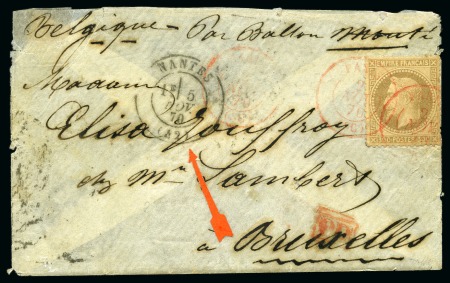 Stamp of France » Guerre de 1870-1871 LE FERDINAND FLOCON Ballon monté pour la Belgique 