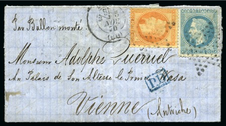 Stamp of France » Guerre de 1870-1871 Ballon monté de Paris 05.11.70 pour l'AUTRICHE ave