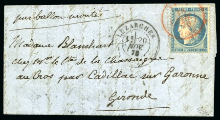 Stamp of France » Guerre de 1870-1871 LE GENERAL UHRICH Ballon monté pour Cadillac avec 