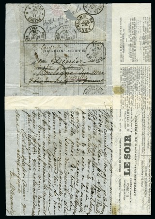 Stamp of France » Guerre de 1870-1871 Journal LE SOIR avec càd Paris Taxe 30c 04.12.70 p