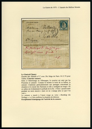 Stamp of France » Guerre de 1870-1871 LE GENERAL CHANZY Gazette des Absents n°17 avec 20
