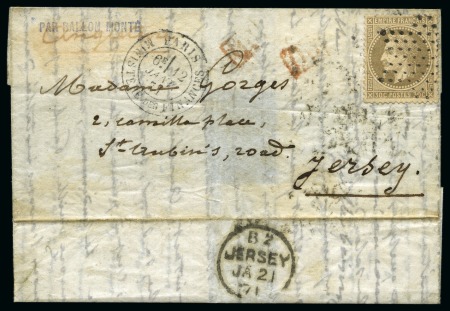 Stamp of France » Guerre de 1870-1871 LE GENERAL FAIDHERBE Ballon monté pour JERSEY avec