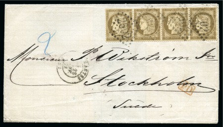 Stamp of France 30c Cérès en bande de 4 obl. GC 2602 sur lettre de