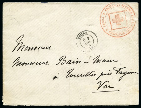 Stamp of France » Guerre de 1870-1871 CROIX-ROUGE 4 lettres dont cachet Croix-Rouge de T