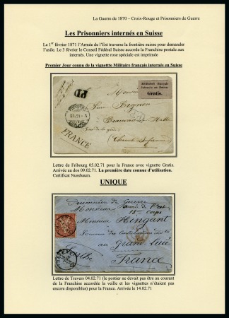 Stamp of France » Guerre de 1870-1871 Les Prisonniers internés en SUISSE: PREMIERE DATE 