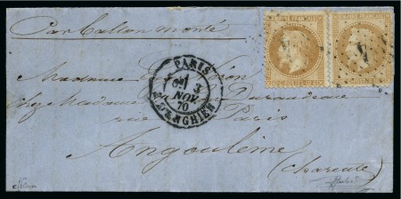 Stamp of France » Guerre de 1870-1871 LE GALILEE Ballon monté avec deux 10c Lauré obl. é