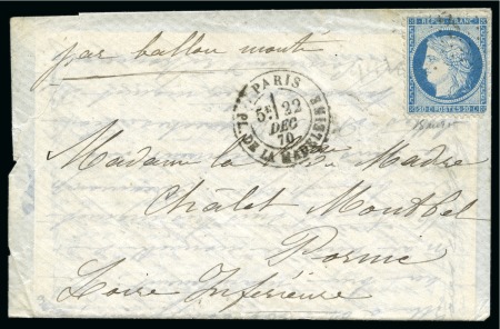 Stamp of France » Guerre de 1870-1871 LE DELIVRANCE certain, Lettre sous enveloppe avec 