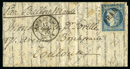 Stamp of France » Guerre de 1870-1871 Rare utilisation du losange ARAN en décembre sur 2