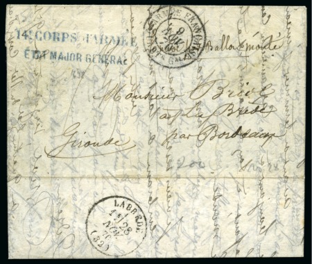 Stamp of France » Guerre de 1870-1871 LE DAGUERRE Ballon monté en franchise avec griffe 