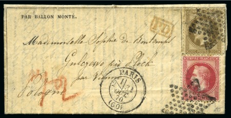 Stamp of France » Guerre de 1870-1871 Rare affranchissement à 1F10 avec 80c Lauré +30c s