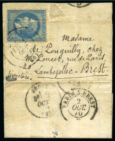Stamp of France » Guerre de 1870-1871 Pli confié des ETATS-UNIS Lettre en très petit for