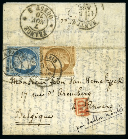 Stamp of France » Guerre de 1870-1871 Pli confié du FERDINAND FLOCON Ballon monté pour A