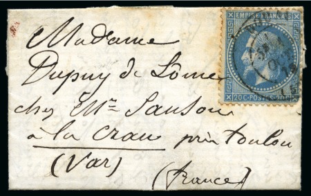 Stamp of France » Guerre de 1870-1871 Pli confié du WASHINGTON Ballon monté pour La Crau