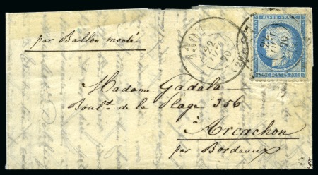 Stamp of France » Guerre de 1870-1871 Pli confié du LAFAYETTE Ballon monté pour Arcachon