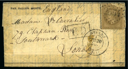 Stamp of France » Guerre de 1870-1871 Pli confié du NIEPCE Gazette des Absents n°5 pour 