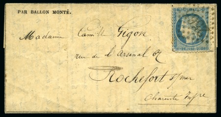 Stamp of France » Guerre de 1870-1871 Pli confié du GUTENBERG Ballon monté écrit du Fort