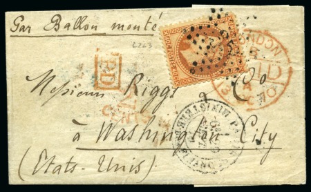 Stamp of France » Guerre de 1870-1871 Ballon monté de Paris 29.09.70 pour les Etats-Unis