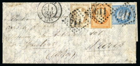 Stamp of France » Guerre de 1870-1871 Boule de Moulins écrite de Brest 31.12.70 pour Par