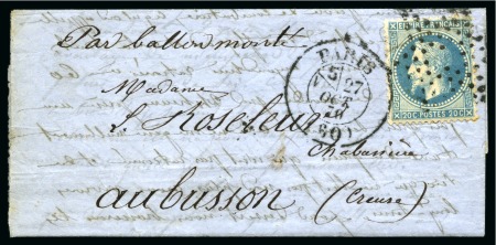 Stamp of France » Guerre de 1870-1871 Ballon monté d'Alfred Roseleur pour sa femme avec 