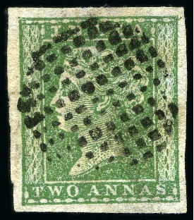 Stamp of India 1854 2a accumulation of 78 stamps, showing a range