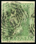 Stamp of India 1854 2a accumulation of 78 stamps, showing a range