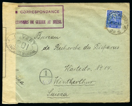 Stamp of Brazil 1918 Cover to Switzerland franked 200r blue (small