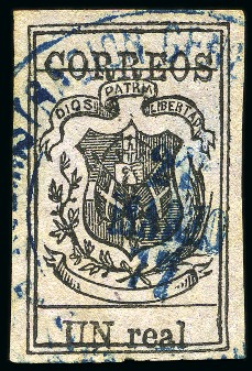 Stamp of Dominican Republic 1870-73 Medio and Un Real, ordinary paper, used, b