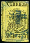 Stamp of Dominican Republic 1870-73 Medio and Un Real, ordinary paper, used, b