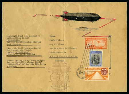 Stamp of Dominican Republic 1936 Large illustrated Zeppelin flight cover to Br