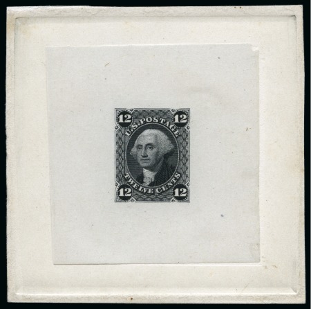 Stamp of United States 1861 12c Essay die proof in black on India paper, 