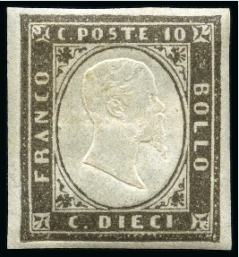 Stamp of Italian States » Sardinia 1855-63 10c Blackish-brown, mint, large margins al