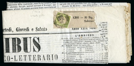 Stamp of Italian States » Naples 1861 1/2T Green tied by Naples cds on newspaper wr