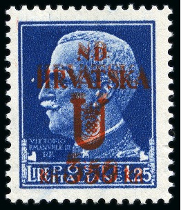 Stamp of Switzerland / Schweiz 1944 3K50 on 1L25 blue showing variety: DOUBLE SUR