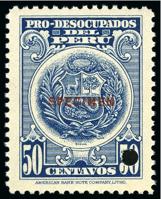 Stamp of Peru American Banknote Specimens: Attractive & large du