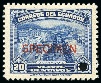 Stamp of Ecuador American Banknote Specimens: Attractive & large du