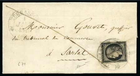 Stamp of France Rarissime cachet demi fleuron de Terrasson 1er jan
