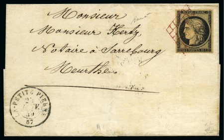 Stamp of France Rare grille rouge sur 20c noir bien margé sur lett