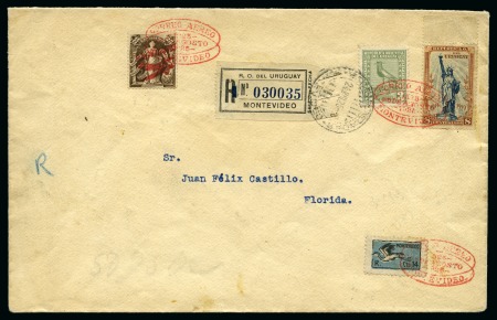 Stamp of Uruguay 1925 (Aug 26) Montevideo-Florida flight with four-