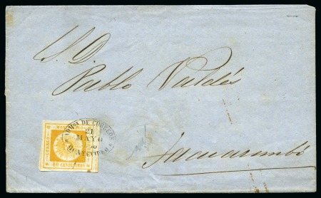 Stamp of Uruguay 1860 (May 21) Wrapper to Tacuarembo with 1859 80c 