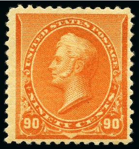 Stamp of United States 1890-93 90c Orange mint og, fine (Sc. $475)