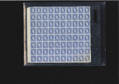 Stamp of Spain 1870 50M Ultramarine in part sheet of 80 and 100M 