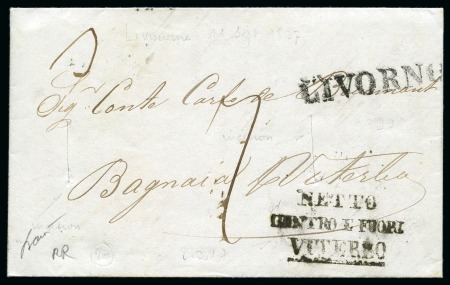 Stamp of Italian States » Tuscany 1837 Purified letter from Livorno with rare pmk "N
