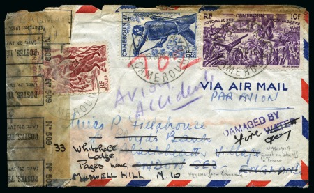 Stamp of Colonies françaises » Cameroun 1946 (Aug 28) Airmail cover to England, sent via p