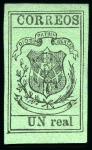 Stamp of Dominican Republic 1870-73 UN Real black on dark blue green, ordinary