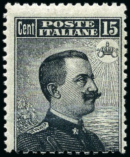 Stamp of Italy 1909 15c grey black, mint nh, fresh, fine & scarce