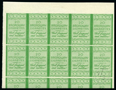 Stamp of Israel » Israel 1948 "Doar Ivri" Broadway Colour Trials "Broadway Cigarettes" colour trial for the 1948 Do