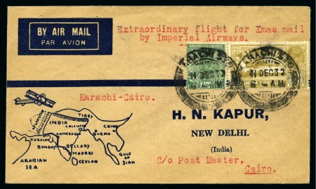 Stamp of Egypt 1932 (11.12) Karachi to Cairo special Christmas ma
