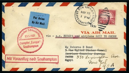 Stamp of Egypt 1931 (23.5) "Europa" Southhampton Flight from New 