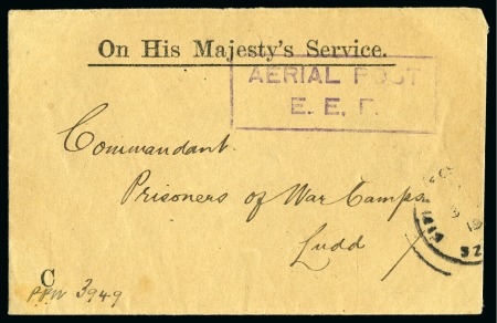 Stamp of Palestine and Holy Land 1919 Pioneer Flight Emergency Flight: OHMS envelop