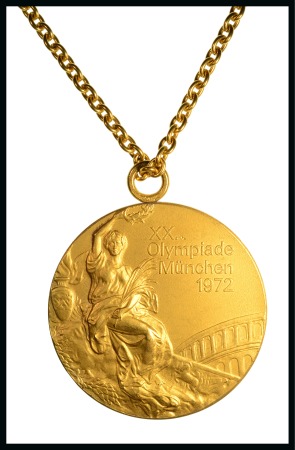 Stamp of Olympics » 1972 Munich Cased Gold First Place Winner’s Medal Awarded for Swimming